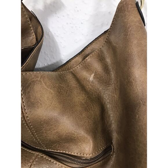 Hobo Brown Unbranded Faux Leather Satchel Purse Shoulder Handbag Large 19"x14"x6 - Picture 4 of 10